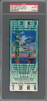 2001 Super Bowl XXXV Full Ticket, Green Variation - PSA GEM MT 10